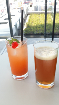 Enjoying the Joey Cocktail and the Topthorn Beer while watching over the beautiful city of Tokyo