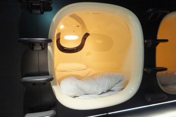 The beds inside the capsule are comfortable and exceedingly soft. The whole capsule comes fully equipped.