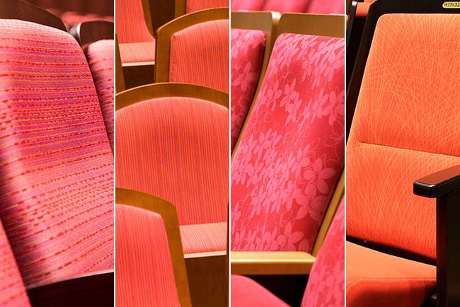 ホールの空間を大きく印象付ける張地に注目 地域の特色を織り込んだ、市の文化ホールの客席づくり【赤い劇場・ホール編】
